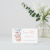 Cute Elephant Girl Baby shower Diaper Raffle Card Informatiekaartje (Staand voorkant)