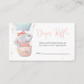 Cute Elephant Girl Baby shower Diaper Raffle Card Informatiekaartje (Voorkant)