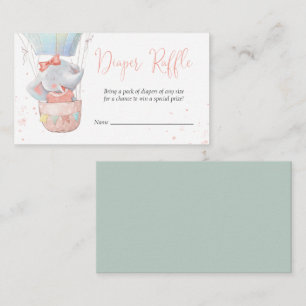 Cute Elephant Girl Baby shower Diaper Raffle Card Informatiekaartje