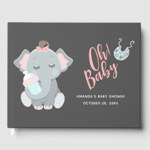 Cute Elephant Girl Baby shower Gastenboek