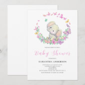 Cute Elephant Girl Baby shower Kaart (Voorkant / Achterkant)