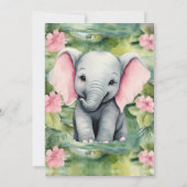 Cute Elephant Girl Baby shower Kaart (Achterkant)