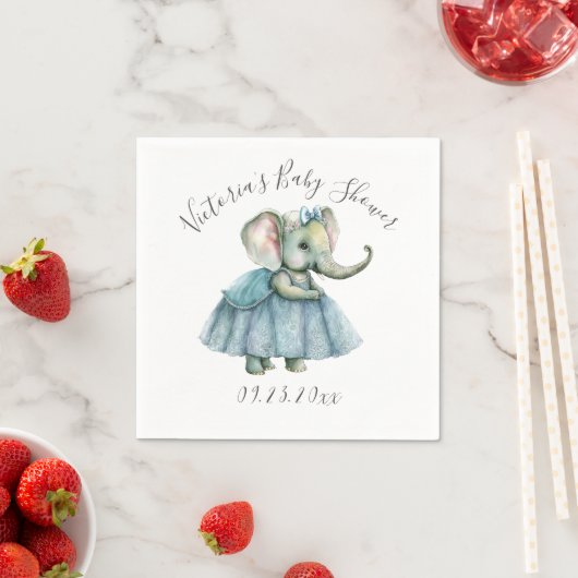 Cute Elephant Girl Baby shower Napkins Servet (Insitu)