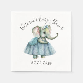 Cute Elephant Girl Baby shower Napkins Servet