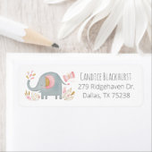 Cute Elephant Girl Baby shower Return Address Etiket (Insitu)