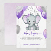 Cute Elephant Girl-ballonnen Bedankkaart (Voorkant / Achterkant)