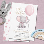 Cute Elephant Girl Balloon Baby shower Kaart<br><div class="desc">Ben je op zoek naar mooie baby shower ideeën voor een mammie van een meisje? Bekijk deze Cute Pink Elephant Girl Ballon Baby shower Invitation. Het heeft een schattige waterverf olifant met een roze ballon. Op de achterkant vind je een schattig waterverf gestippeld patroon met wazige roze stippen. U kunt...</div>