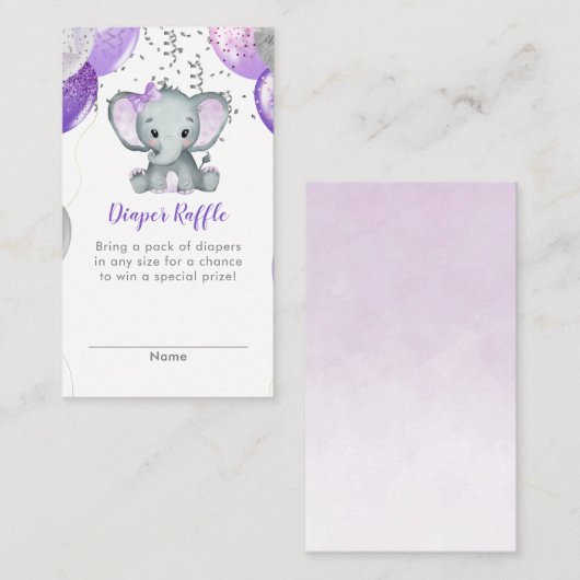 Cute Elephant Girl Balloons Baby Diaper Raffle Informatiekaartje (Voorkant / Achterkant)