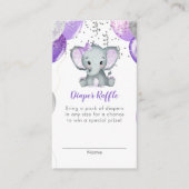 Cute Elephant Girl Balloons Baby Diaper Raffle Informatiekaartje (Voorkant)