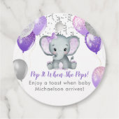 Cute Elephant Girl Balloons Baby shower Bedankjes Labels (Achterkant)