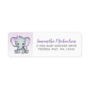 Cute Elephant Girl Balloons Baby shower Etiket