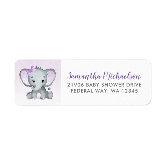 Cute Elephant Girl Balloons Baby shower Etiket (Voorkant)