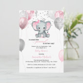 Cute Elephant Girl Balloons Baby shower Kaart (Staand voorkant)