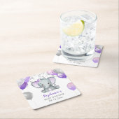 Cute Elephant Girl Balloons Baby shower Kartonnen Onderzetters (Insitu)