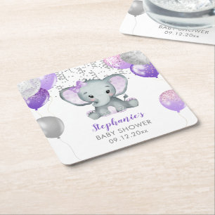 Cute Elephant Girl Balloons Baby shower Kartonnen Onderzetters