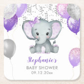 Cute Elephant Girl Balloons Baby shower Kartonnen Onderzetters (Voorkant)