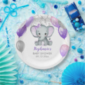 Cute Elephant Girl Balloons Baby shower Papieren Bordje (Feest)