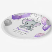 Cute Elephant Girl Balloons Baby shower Papieren Bordje (Gekanteld)