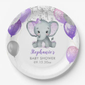 Cute Elephant Girl Balloons Baby shower Papieren Bordje (Voorkant)