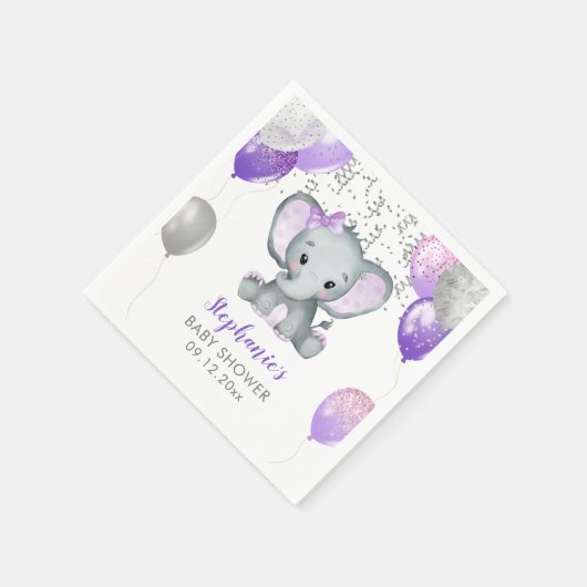 Cute Elephant Girl Balloons Baby shower Servet (Hoek)