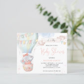 Cute Elephant Girl Budget Baby shower Invitation (Staand voorkant)