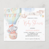 Cute Elephant Girl Budget Baby shower Invitation (Voorkant)