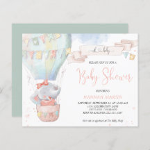 Cute Elephant Girl Budget Baby shower Invitation