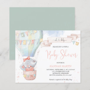 Cute Elephant Girl Budget Baby shower Invitation
