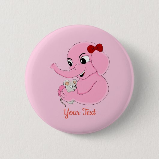 Cute elephant girl cartoon button (Voorkant)