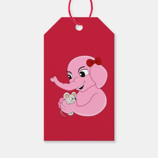 Cute elephant girl cartoon cadeau labels cadeaulabel (Voorkant)