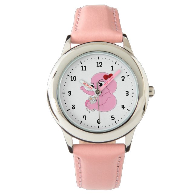 Cute elephant girl cartoon watch horloge (Voorkant)