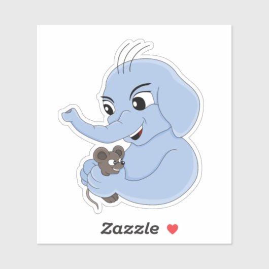 Cute elephant girl cartoonEigen vinylsticker Sticker (Vel)
