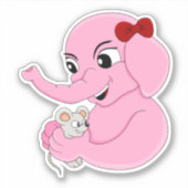 Cute elephant girl cartoonEigen vinylsticker Sticker (Voorkant)
