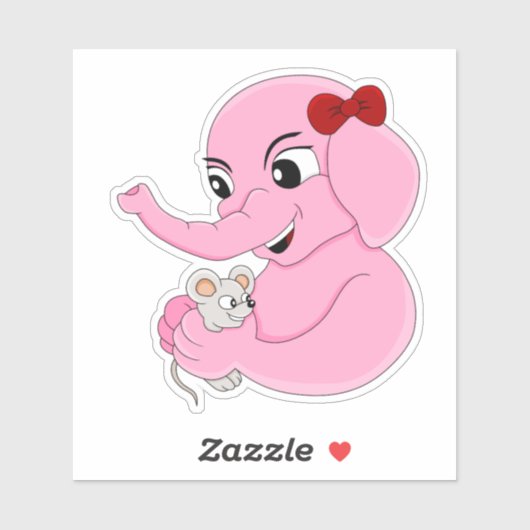 Cute elephant girl cartoonEigen vinylsticker Sticker (Vel)