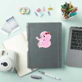 Cute elephant girl cartoonEigen vinylsticker Sticker (iPad Cover)
