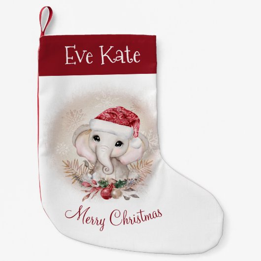 Cute Elephant Girl Name Kerststop Kleine Kerstsok (Voorkant)