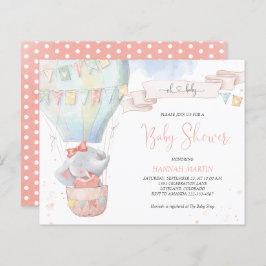 Cute Elephant Girl Pink Baby shower Invitation
