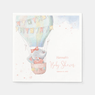 Cute Elephant Girl Pink Baby shower Napkins Servet