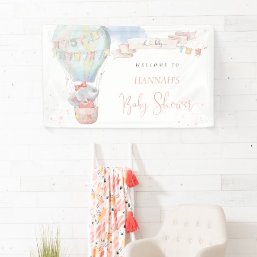 Cute Elephant Girl Pink Baby shower Spandoek (Insitu)