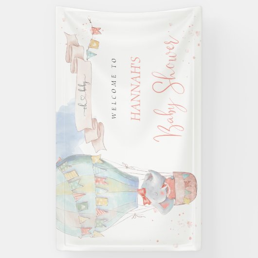 Cute Elephant Girl Pink Baby shower Spandoek (Verticaal)