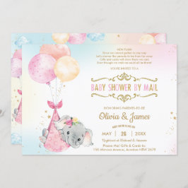 Cute Elephant Girl Virtual Baby shower by Mail Kaart