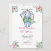 Cute Elephant Girls Baby shower Kaart (Voorkant)