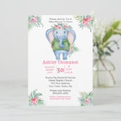 Cute Elephant Girls Baby shower Kaart (Staand voorkant)