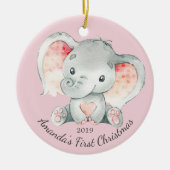 Cute Elephant Girls First Kerstannament Keramisch Ornament (Voorkant)