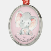 Cute Elephant Girls First Kerstannament Metalen Ornament (Links)