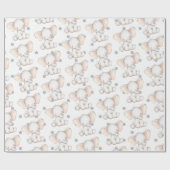 Cute Elephant Girls Nursery Baby New Born Gift Cadeaupapier (Vlak)
