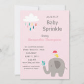 Cute Elephant Girls Pink Baby Sprinkle Shower Kaart (Voorkant)