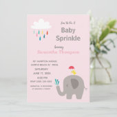 Cute Elephant Girls Pink Baby Sprinkle Shower Kaart (Staand voorkant)