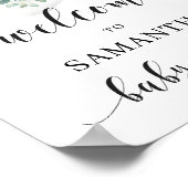 Cute elephant green euclayptus leaves welkomstteke poster (Hoek)