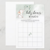 Cute elephant greenery baby shower bingo game (Voorkant / Achterkant)